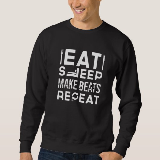 Sleep Make 食べビートDj Deejay Musicテクノサウンド スウェットシャツ (正面)