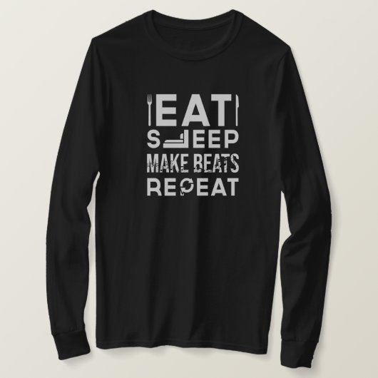 Sleep Make 食べビートDj Deejay Musicテクノサウンド Tシャツ (デザイン正面)