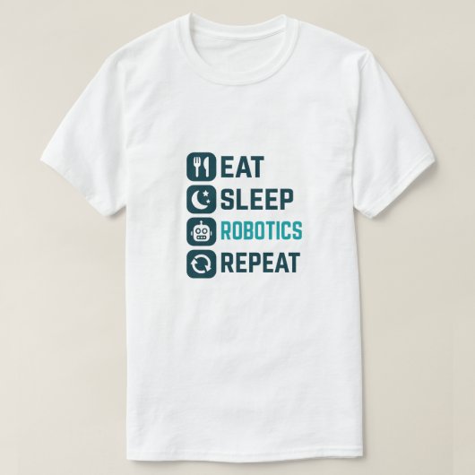 Sleep Robotics食べ Repeat Shirt、Robot Shirt、 Tシャツ (デザイン正面)