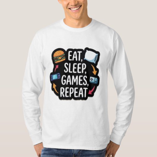 Sleep token games, eat, sleep, games, repeat tシャツ (正面)