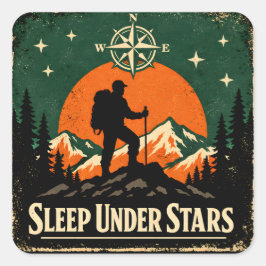 Sleep Under Stars – Stargazing Camper Nature スクエアシール