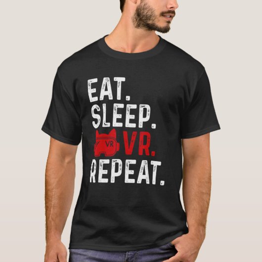 Sleep Vr食べ Repeat Gaming Virtual Realityレトロ Tシャツ (正面)