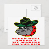 Sleep Well America My Marine Has Your Back USMC ポストカード (正面/裏面)