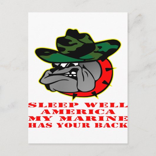 Sleep Well America My Marine Has Your Back USMC ポストカード (正面)