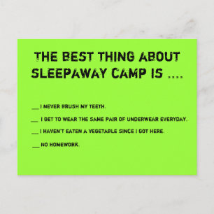 Sleepawayのキャンプについての最も最高のな事は…あります ポストカード