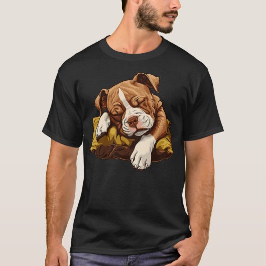 Sleeping American Staffordshire Terrier Puppy Tシャツ (正面)
