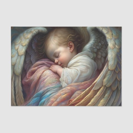 Sleeping Baby Angel Wings Decoupage 薄葉紙 (正面)