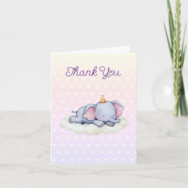 Sleeping Baby Elephant Baby Shower Thank You Card サンキューカード