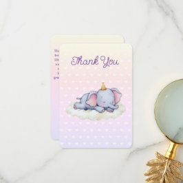 Sleeping Baby Elephant Baby Shower Thank You Card サンキューカード