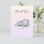 Sleeping Baby Elephant Baby Shower Thank You Card サンキューカード (スタンド正面)