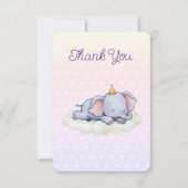 Sleeping Baby Elephant Baby Shower Thank You Card サンキューカード (正面)