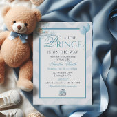 Sleeping Baby On Moon Blue Watercolor Baby Shower 招待状