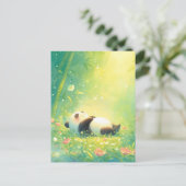 Sleeping Baby Panda in Sunlit Bamboo Forest ポストカード (スタンド正面)