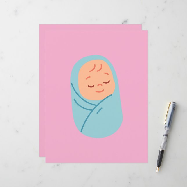 Sleeping Baby Swaddled in Blue (正面/裏面インサイチュ)