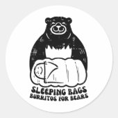 Sleeping Bags Burritos For Bear Funny Camping Men  ラウンドシール (正面)