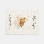 Sleeping Bear and Moon Birth Stats Baby Blanket フリースブランケット (正面(横))