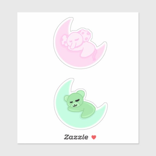Sleeping Bear & Elephant Sticker Pack For Kids シール (シート)