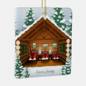 Sleeping Bear Family Woodland Cabin Personalized セラミックオーナメント (右)