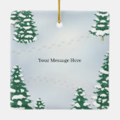 Sleeping Bear Family Woodland Cabin Personalized セラミックオーナメント (裏面)