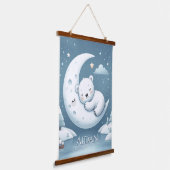 Sleeping Bear Personalized Baby Name 吊り下げ型タペストリー (傾斜あり)