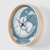 Sleeping Bear Personalized Baby Name  壁時計 (傾斜)