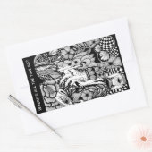 Sleeping Beauty – Monochrome Floral Hand-Drawn Art 長方形シール (封筒)