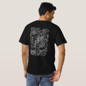 Sleeping Beauty – Monochrome Floral Hand-Drawn Art Tシャツ (裏面フル)