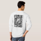 Sleeping Beauty – Monochrome Floral Hand-Drawn Art Tシャツ (裏面フル)