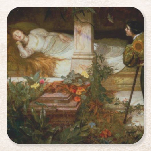 Sleeping Beauty (Pretty Princess From Fairy Tale) スクエアペーパーコースター (正面)