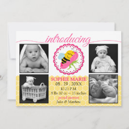 Sleeping Bee Baby Girl写真誕生のお知らせ 案内状