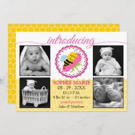 Sleeping Bee Baby Girl写真誕生のお知らせ 案内状