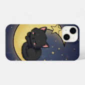 Sleeping Black Cat Gold Crescent Moon Celestial iPhoneケース (裏面横)