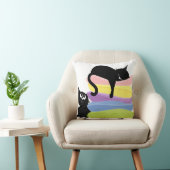 Sleeping Black Cat Rainbow Throw Pillow クッション (椅子)