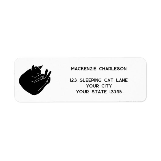 Sleeping Black Cat Return Address Label ラベル (正面)