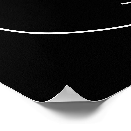 Sleeping Black Cat White on Black Print ポスター (角)