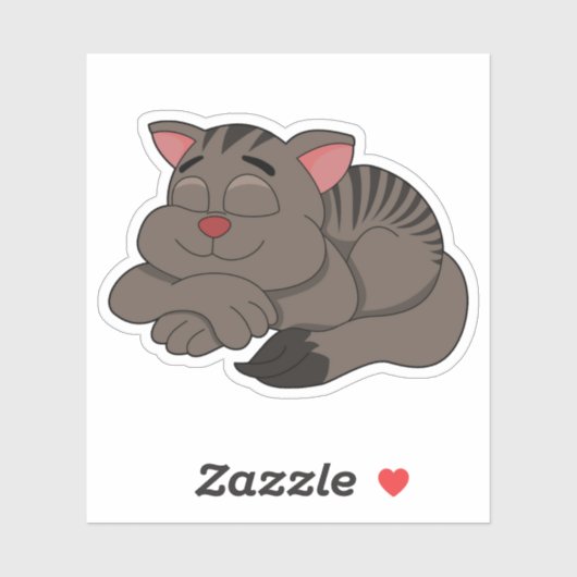 Sleeping brown cat cartoon - vinyl sticker シール (シート)