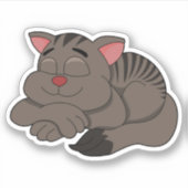 Sleeping brown cat cartoon - vinyl sticker シール (正面)