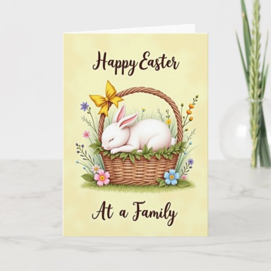 Sleeping Bunny Floral Basket Card カード (正面)