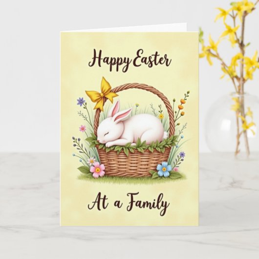 Sleeping Bunny Floral Basket Card カード (黄色い花)