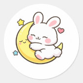 Sleeping Bunny Moon Easter Design ラウンドシール (正面)