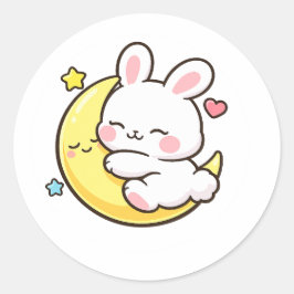 Sleeping Bunny Moon Easter Design ラウンドシール