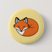 Sleeping Cartoon Fox on Yellow 缶バッジ (正面)