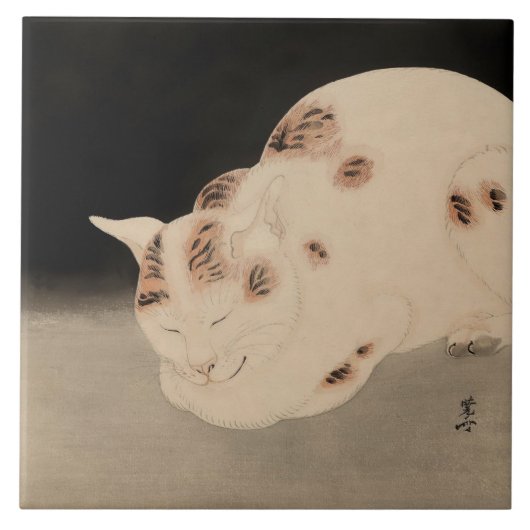 Sleeping Cat by Kawanabe Kyosai タイル (正面)
