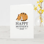Sleeping Cat Mothers Day Card カード (黄色い花)