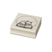 Sleeping Cat on Book Circular Name Ex Libris ラバースタンプ (スタンプ)