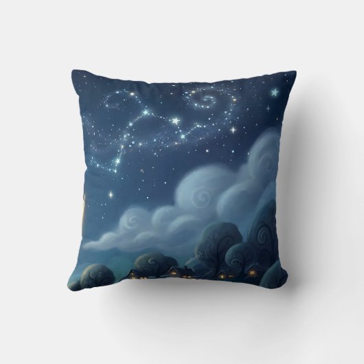 Sleeping Cat on Moon Nursery Throw Pillow クッション (裏面)