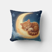 Sleeping Cat on Moon Nursery Throw Pillow クッション (正面)