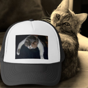 Sleeping Cat on Shoulderフォト猫好き キャップ