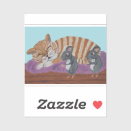 Sleeping Cat with Sneaky Mice シール