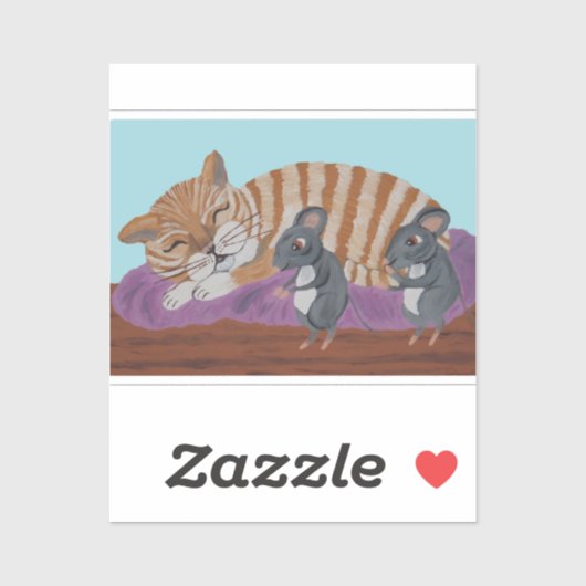 Sleeping Cat with Sneaky Mice  シール (シート)